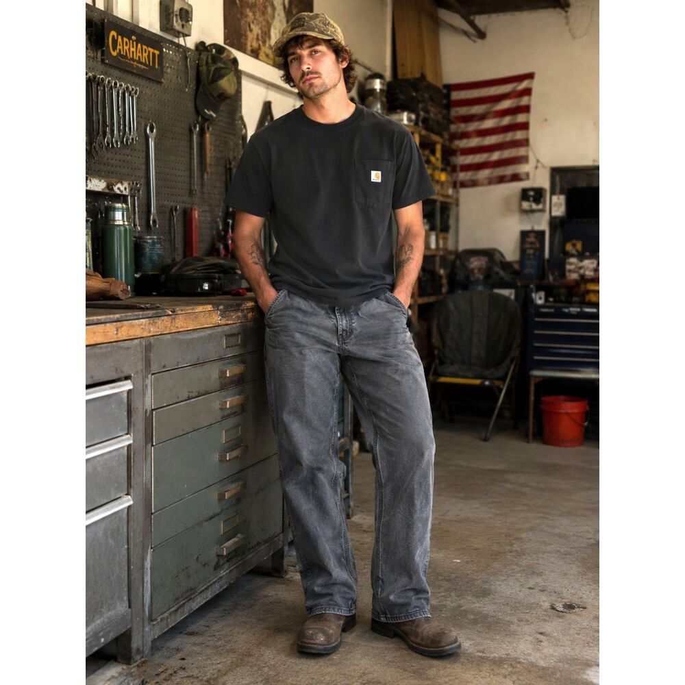 Carhartt Gray Fire Resistant Straight Cotton Pants Trousers Jeans  Mens Size 38